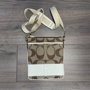 Coach vintage Signature Brown and Cream Crossbody Bag